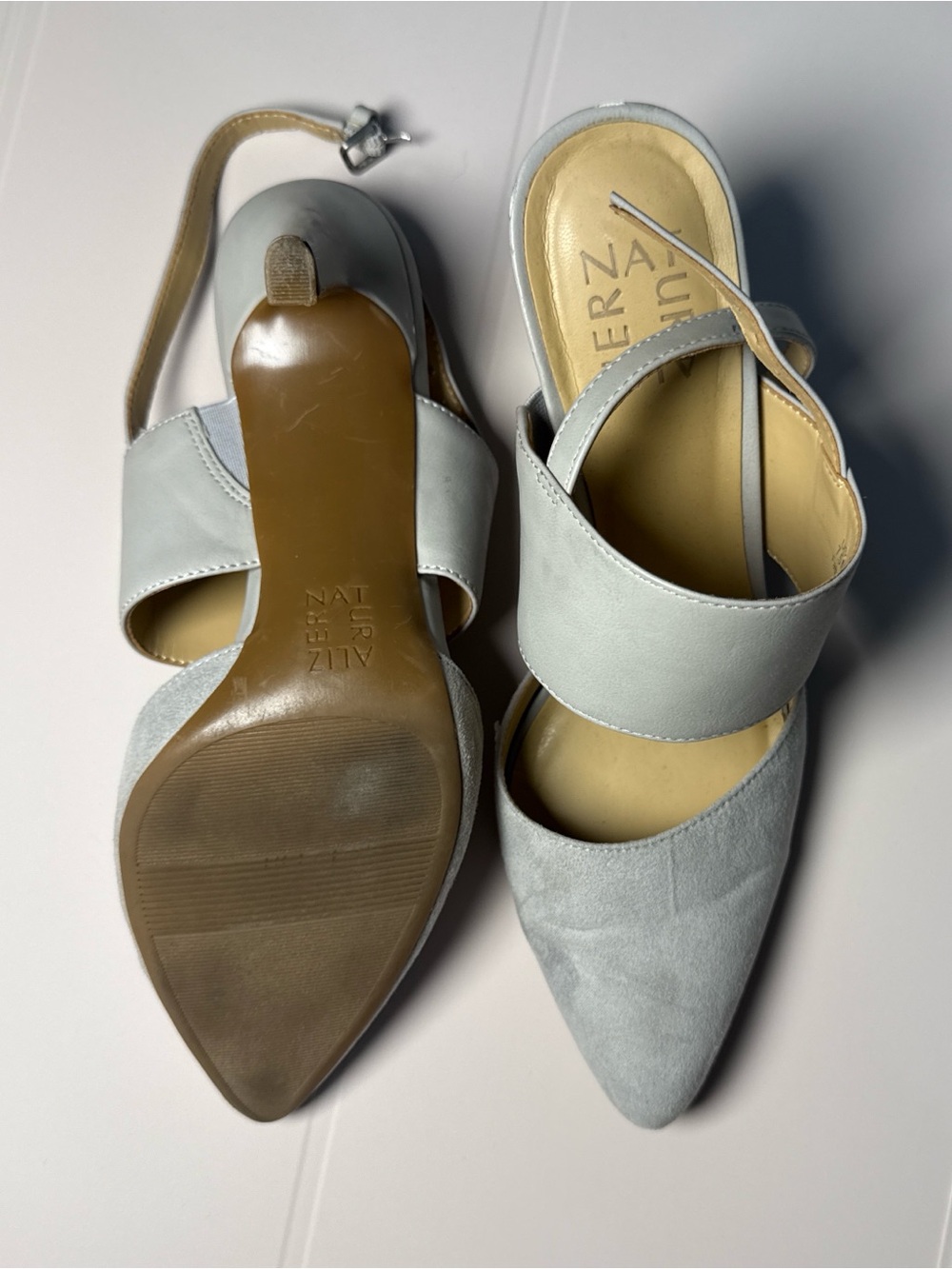 Naturalizer gray/blue suede slingback heels 
women’s 7.5